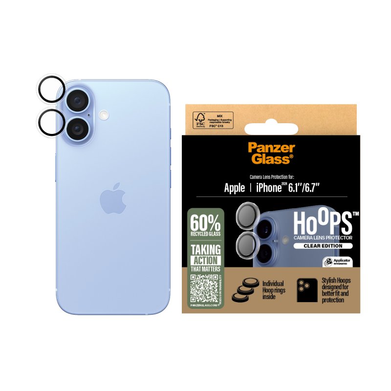 PanzerGlass - Hoops Lens Protector - iPhone 16/iPhone 16 Plus - Transparrent