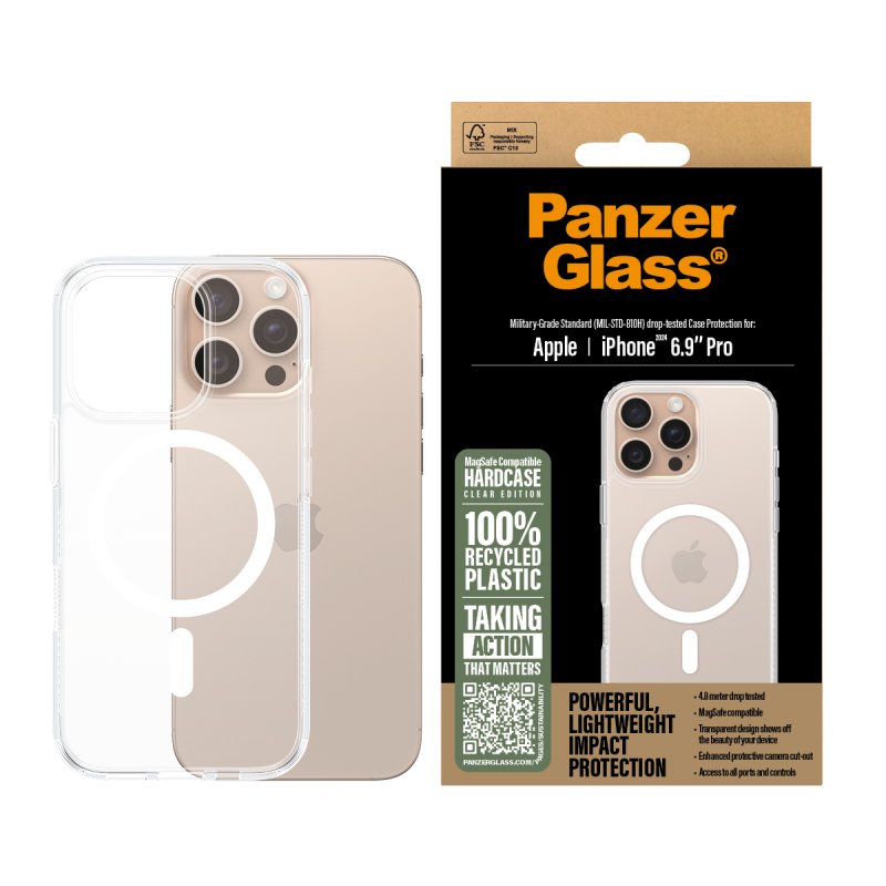 PanzerGlass HardCase Transparent w. White MagSafe iPhone 16 Pro Max