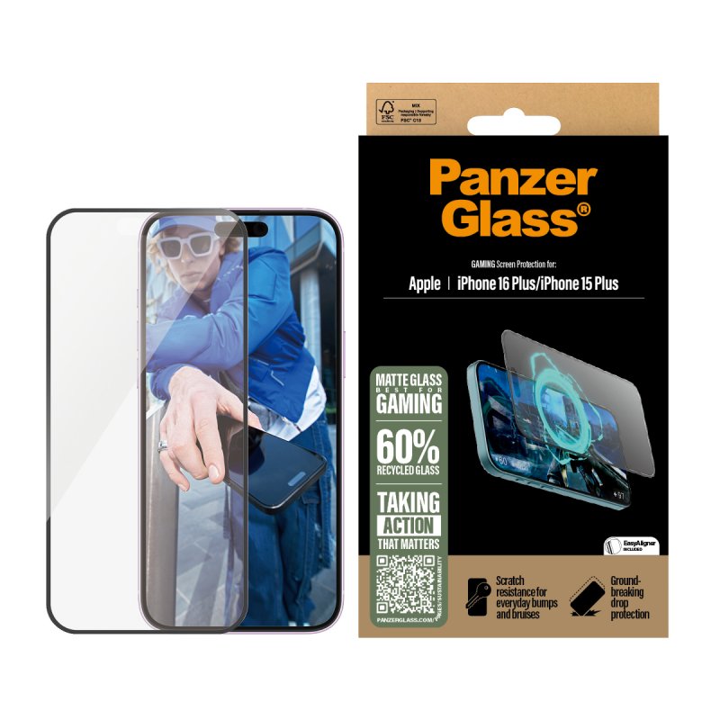 PanzerGlass Gaming Screen Protector iPhone 16 Plus | 15 Plus | Ultra-Wide Fit