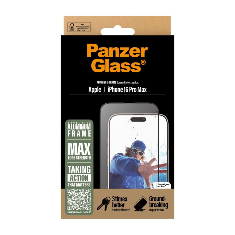 PanzerGlass - Screen Protection - iPhone 16 Pro Max - Aluminium Frame - Ultra Wide Fit
