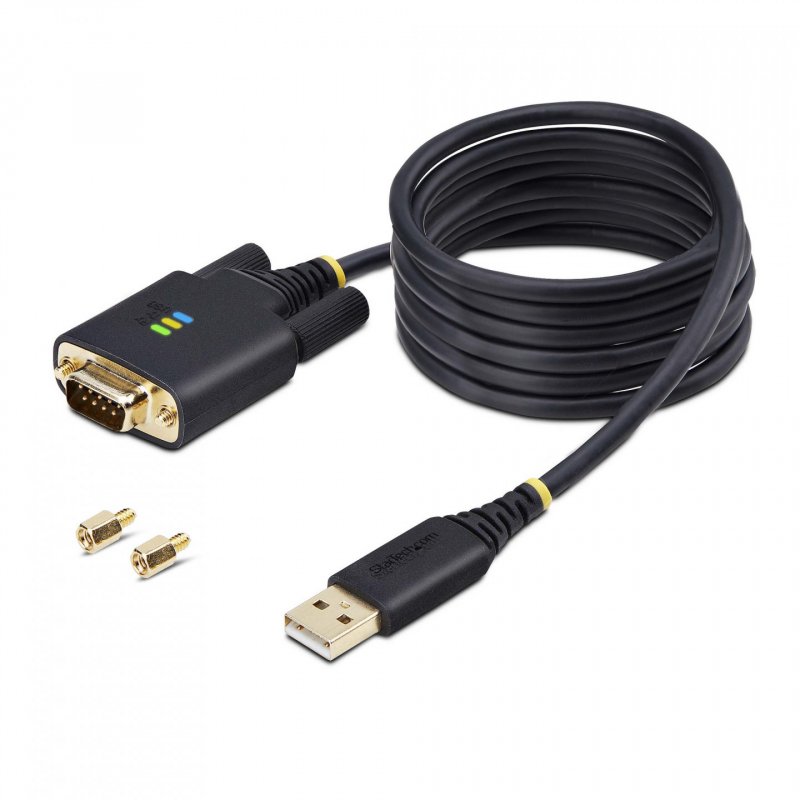 StarTech.com 6.6ft (2m) USB to Serial Adapter Cable, COM Retention, Interchangeable Screws/Nuts, USB-A to DB9 RS232,