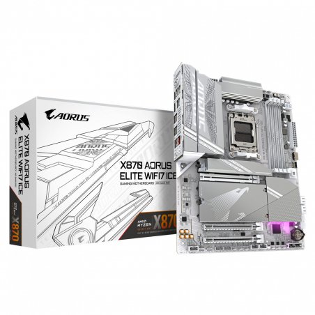 GIGABYTE X870 A ELITE WF7 ICE Motherboard - Supports AMD Ryzen 9000 CPUs, 16 2 2 Phases Digital VRM, up to 8000MHz DDR5