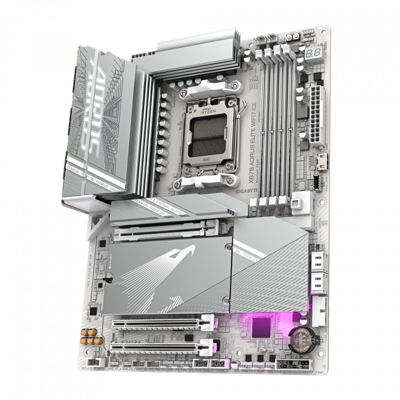 GIGABYTE Carte mère X870 A ELITE WF7 ICE - Prend en charge les processeurs AMD Ryzen 9000, VRM numérique 16 2 2