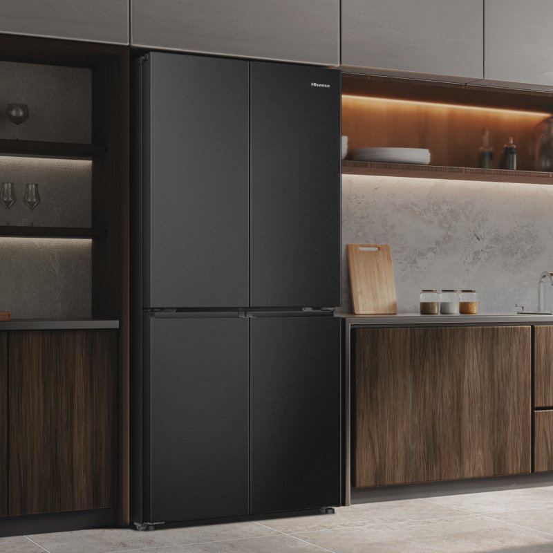 Hisense RQ5P470SAFD réfrigérateur-congélateur Pose libre 483 L D Noir, Acier inoxydable