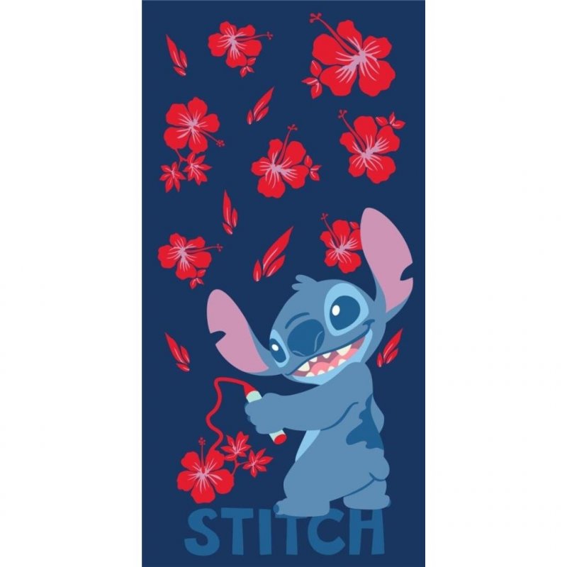 DISNEY - Stitch "Fleurs" - Serviette de Plage 100% Coton - 70x140cm