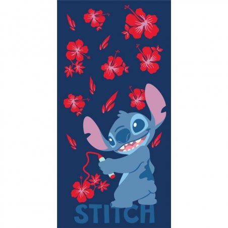 DISNEY - Stitch "Fleurs" - Serviette de Plage 100% Coton - 70x140cm