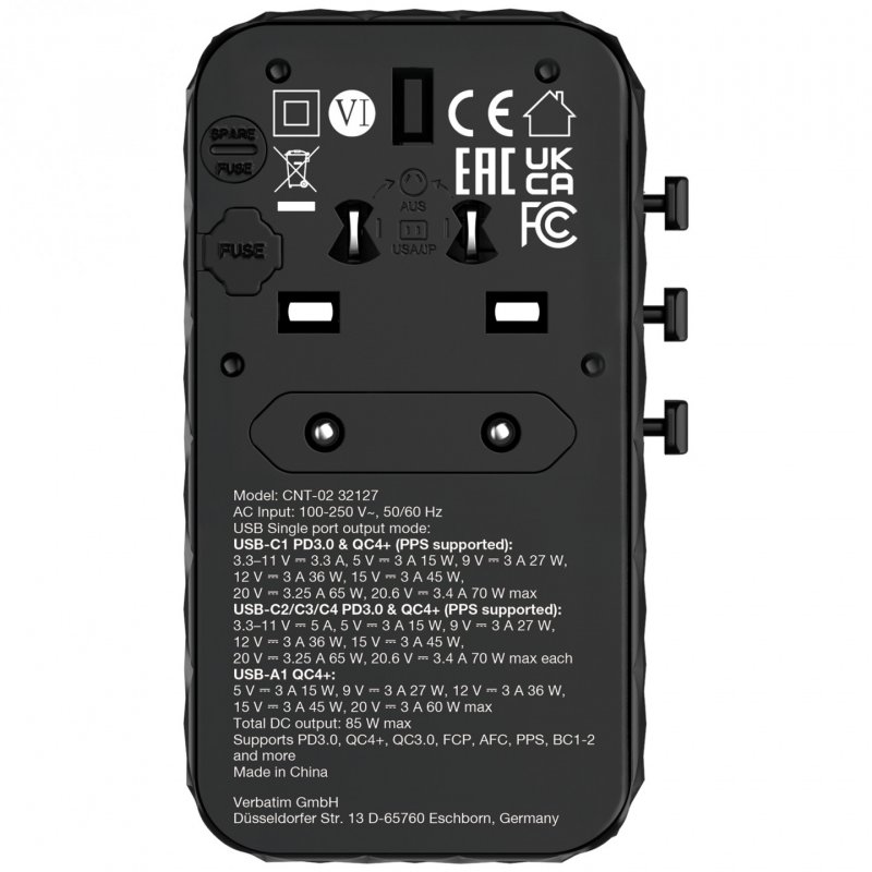 Verbatim Charge 'n' Travel Diamond 85W Retractable Cable CNT-02