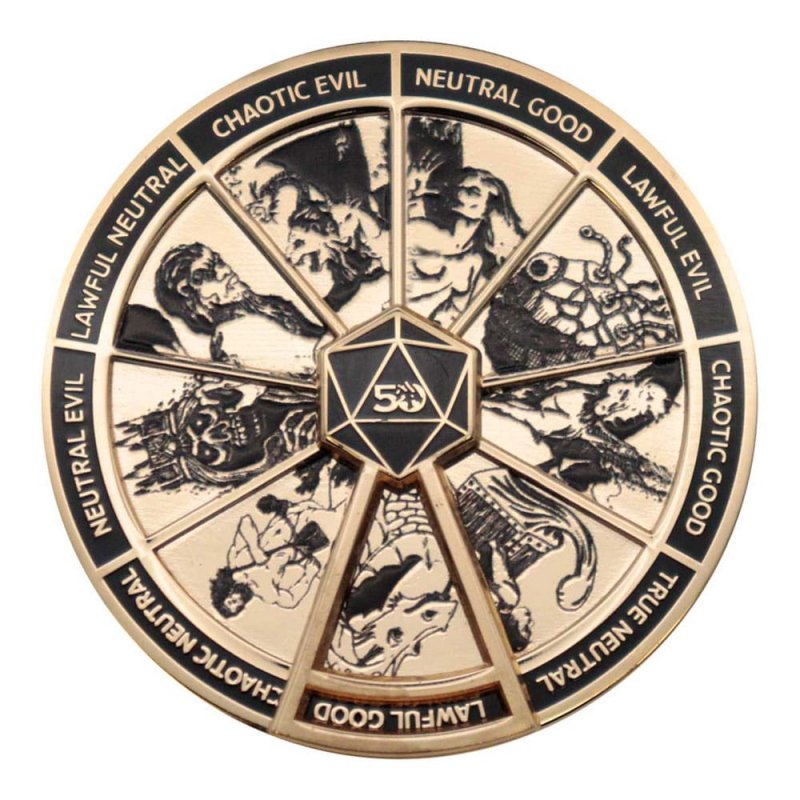Dungeons & Dragons pin Alignment Spinner 24k Gold Plated Limited Edition