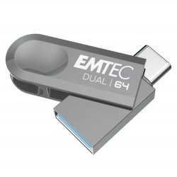 Emtec D280 Dual USB flash drive 64 GB USB Type-A / USB Type-C 3.2 Gen 1 (3.1 Gen 1) Silver