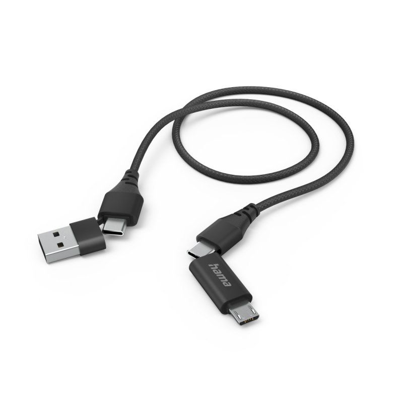 Hama Câble 00201537 / 4in1 USB-A Micro-B USB-C Noir