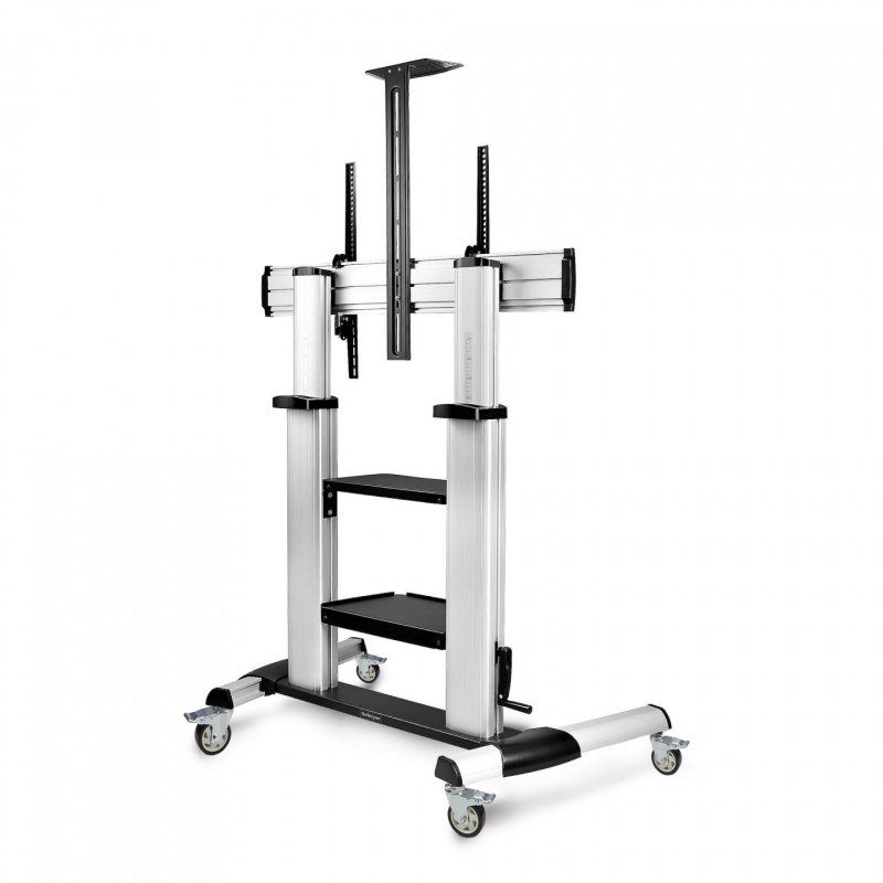 StarTech.com Rolling TV Cart/Stand On Wheels For 60-100inch Flat Screens Up To 220lb (100kg), Height Adjustment via