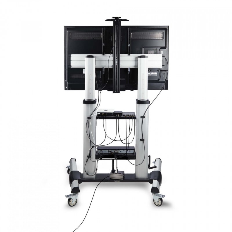 StarTech.com 1110C-MOBILE-TV-CART support pour téléviseur 2,54 m (100") Noir, Argent