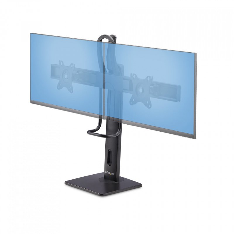 StarTech.com Crossbar Dual Monitor Desk Stand For Double 27-inch Screens, VESA Mount 75x75/100x100, Toolless Height