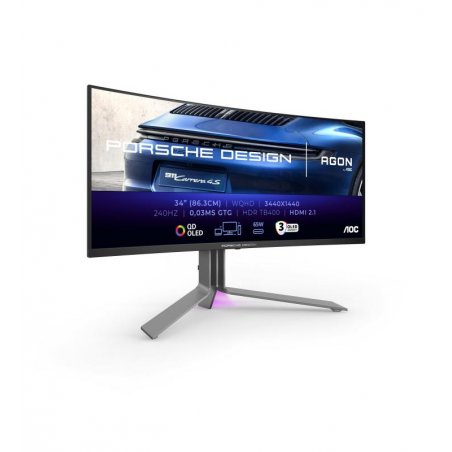 OLED Agon PRO PD34 (86.4 cm (34 Zoll), schwarz (matt)/silber, WQHD, Porsche Design, USB Hub, Adaptive-Sync, 240Hz Panel)