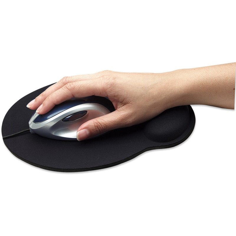 Manhattan Wrist Gel Support Pad and Mouse Mat Black 241 × 203 × 40 mm non slip base Lifetime Warranty Card