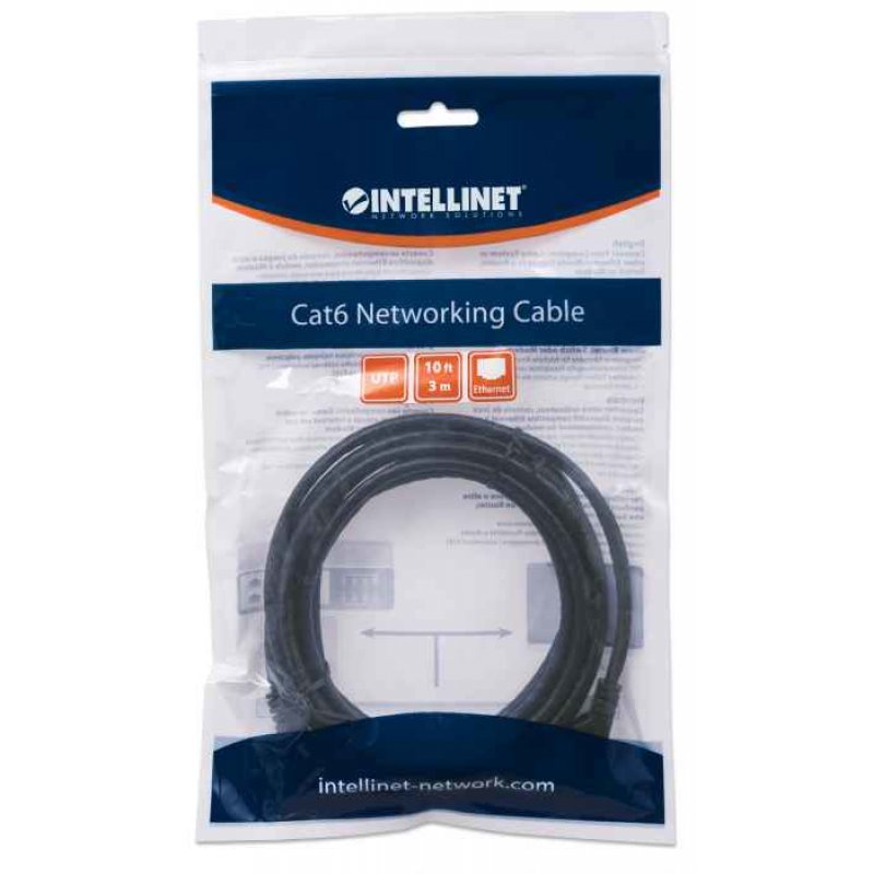 Intellinet 342070 câble de réseau Noir 3 m Cat6 U/UTP (UTP)