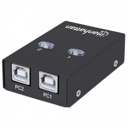 Manhattan USB-A Automatic Sharing Switch 2x USB-B Ports 480 Mbps (USB 2.0) Dual Control (Auto-Sensing or Manual) 