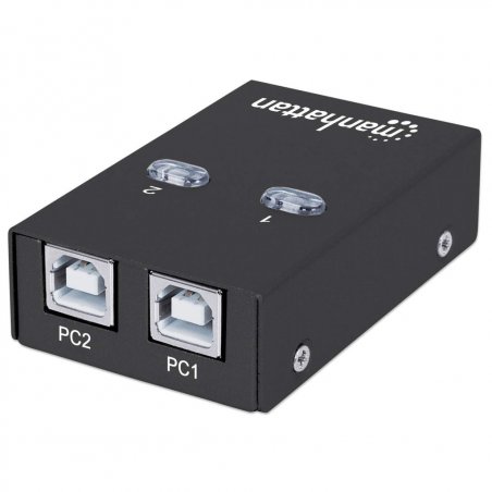 Manhattan USB-A Automatic Sharing Switch 2x USB-B Ports 480 Mbps (USB 2.0) Dual Control (Auto-Sensing or Manual) 