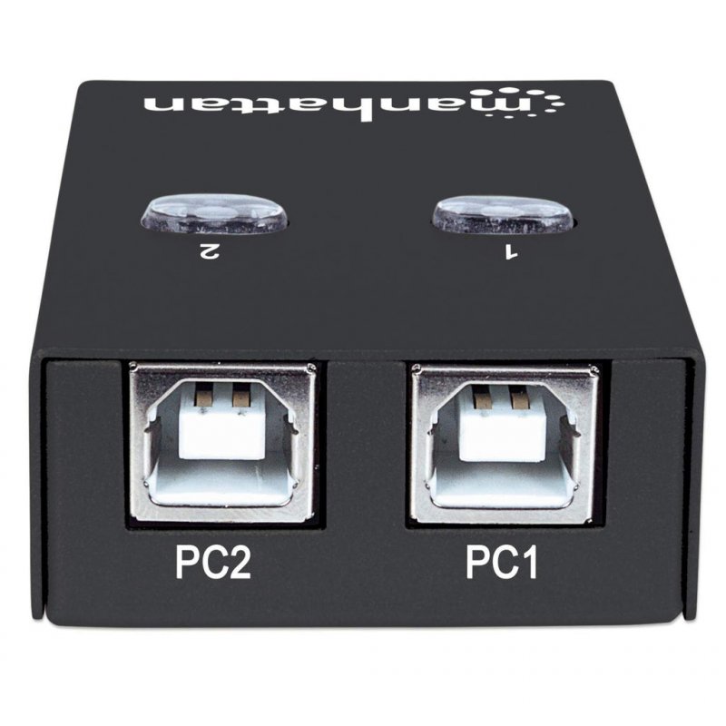 Manhattan USB-A Automatic Sharing Switch 2x USB-B Ports 480 Mbps (USB 2.0) Dual Control (Auto-Sensing or Manual) 