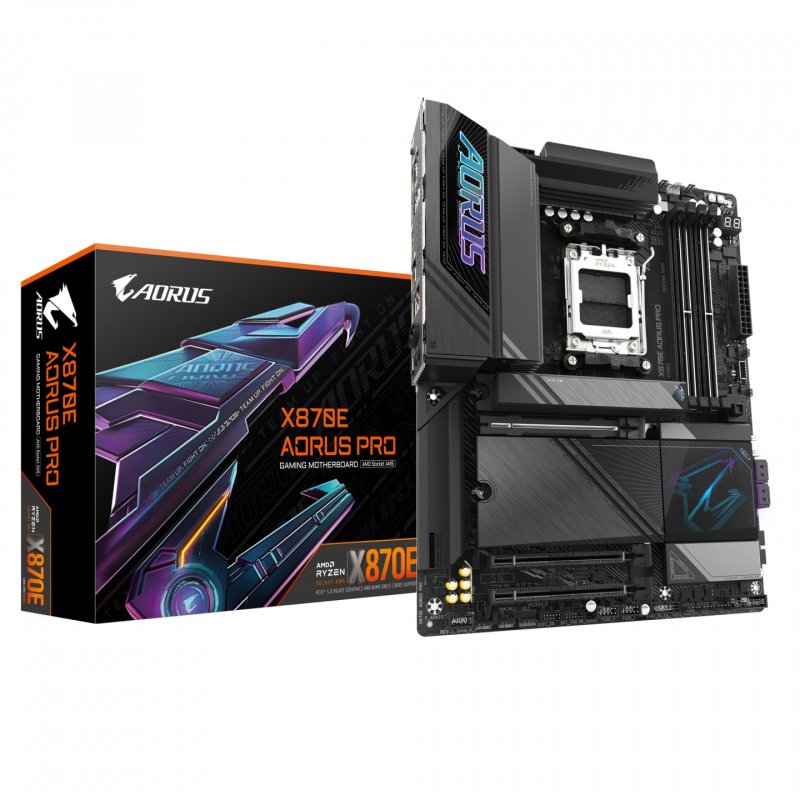 GIGABYTE Carte mère X870E AORUS PRO - Prend en charge les processeurs AMD Ryzen 9000, VRM numérique 16 2 2 phases,