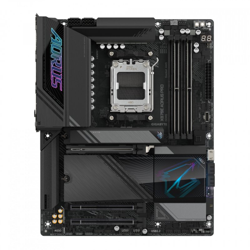 GIGABYTE Carte mère X870E AORUS PRO - Prend en charge les processeurs AMD Ryzen 9000, VRM numérique 16 2 2 phases,