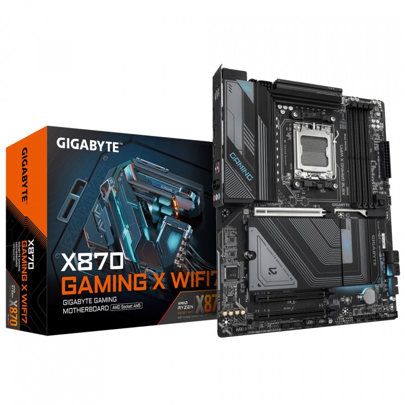 GIGABYTE X870 GAMING X WIFI7 Motherboard - Supports AMD Ryzen 9000 CPUs, 16 2 2 phases VRM, up to 8000MHz DDR5 (OC),