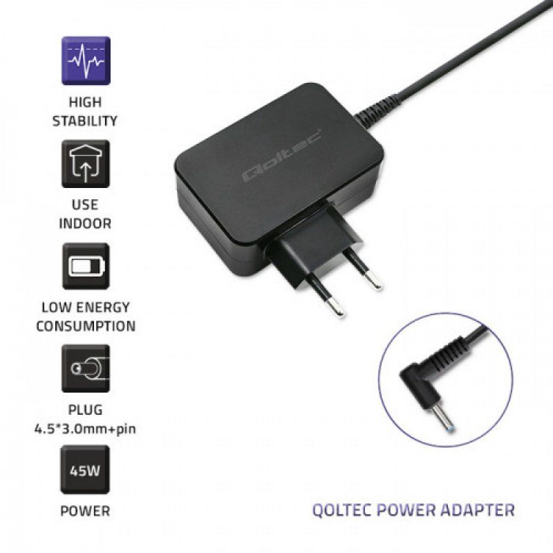 Qoltec 51033 adaptateur de puissance & onduleur Intérieure 45 W Noir