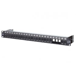 Support module Keystone 19'' 1U, 24ports vide, blindé, noir
