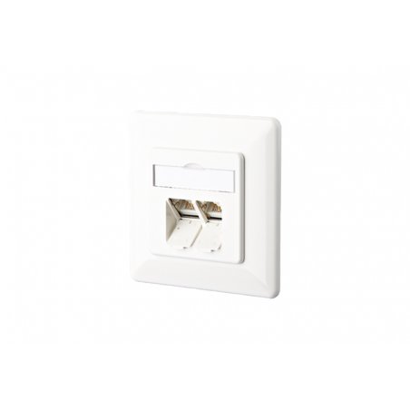 Embase E-DAT Cat.6A, 2 ports Blanc pur