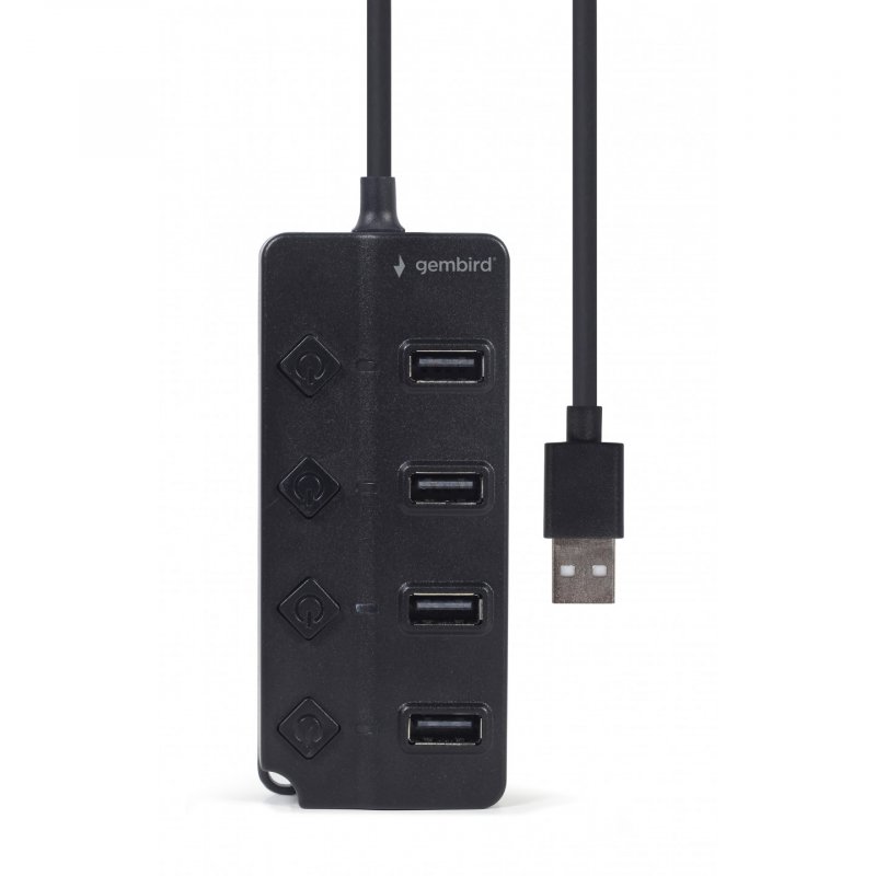 Gembird USB 2.0 powered 4-port hub with switches black USB 2.0 Type-A