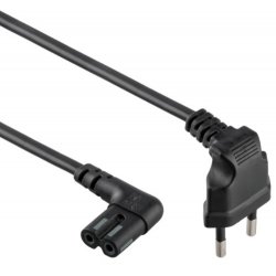Cable d'Alimentation Cablexpesrt bipolaire C7 coudé 1,5m (Noir)