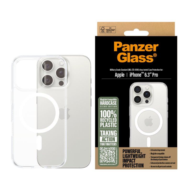 PanzerGlass HardCase Transparent w. White MagSafe iPhone 16 Pro