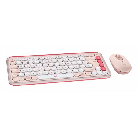 Logitech POP Icon Combo clavier Souris incluse Universel Bluetooth QWERTY Espagnole Rose, Blanc