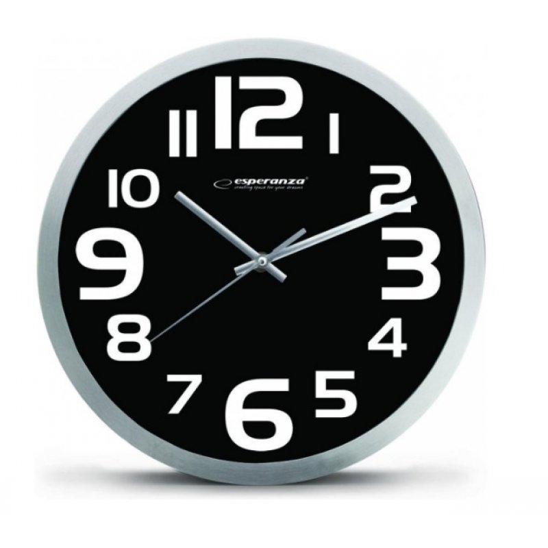 Esperanza EHC013K Wall Clock - Zurich - Black Horloge à quartz Ovale Noir, Blanc
