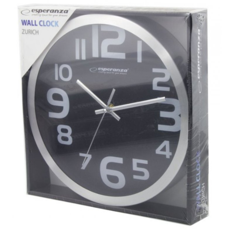 Esperanza EHC013K Wall Clock - Zurich - Black Horloge à quartz Ovale Noir, Blanc