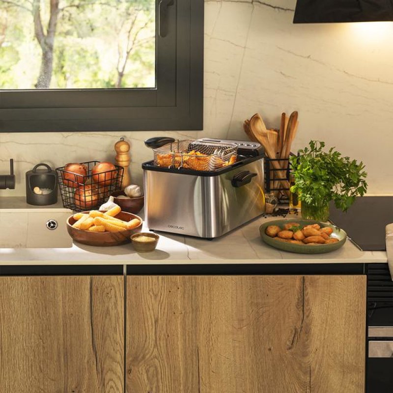 Cecotec Cleanfry Luxury 4000 Unique 4,2 L Autonome 3270 W Friteuse Noir, Acier inoxydable