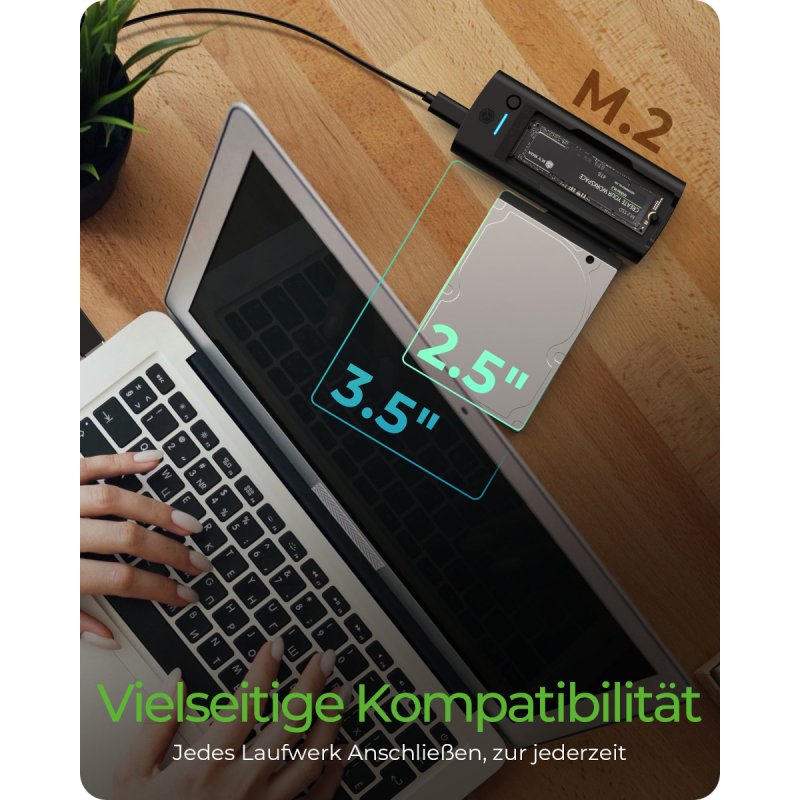 ICY BOX IB-180MS-C31 DockingStation für NVMe M.2 SSD und SATA Laufwerk - mit USB Type-C® zu Type-C®/Type-A Kombokabel