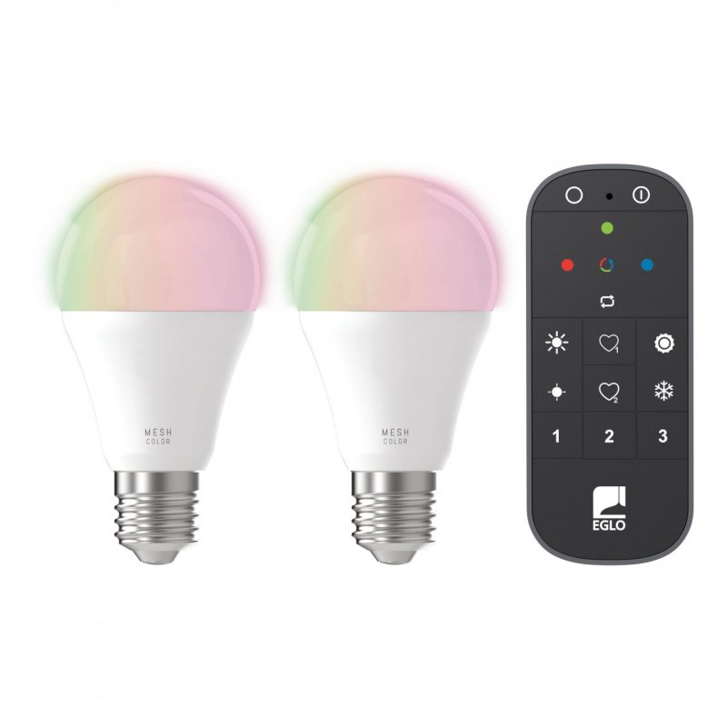 EGLO - Set of 2x E27 A60, remote control - RGB TW - Zigbee, Bluetooth