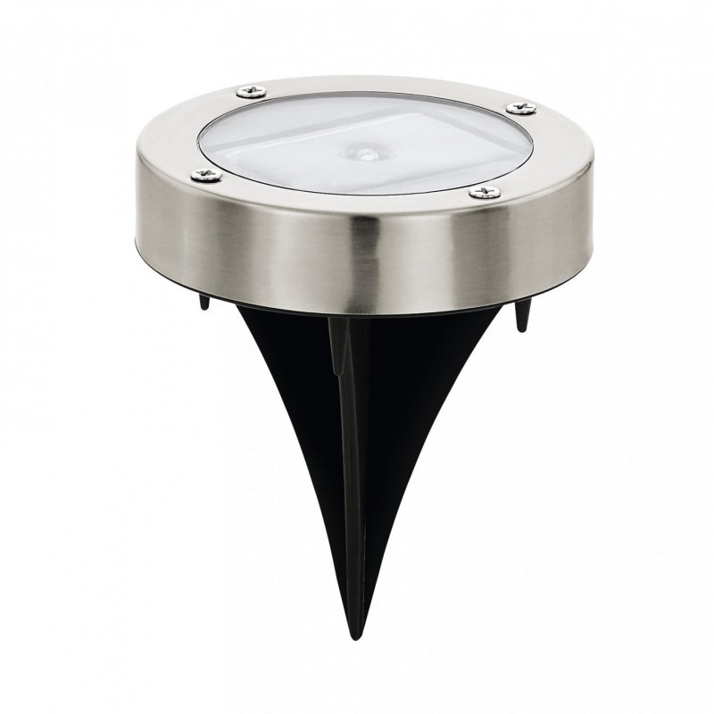 EGLO - Solar Pathway Lighting Ø200 RS - Stainless Steel, Black - 2 cm height, 8.5 cm diameter