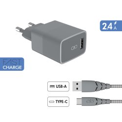 CS 12W USB A CBL A/C 1.2m Gris Recycle