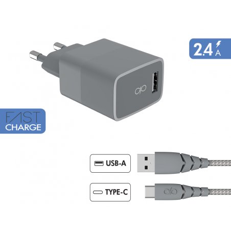CS 12W USB A CBL A/C 1.2m Gris Recycle