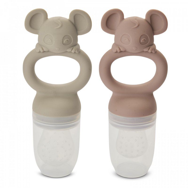 Nuuroo - Lauge silicone fruit spout - Woodrose/cobblestone - 4 mdr. - 2-pack