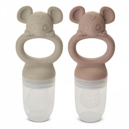 Nuuroo - Lauge silicone fruit spout - Woodrose/cobblestone - 4 mdr. - 2-pack