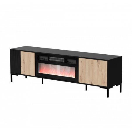 Cama RTV Cabinet MERCI 180 x 40 x 53.5 cm black/oak artisan fireplace