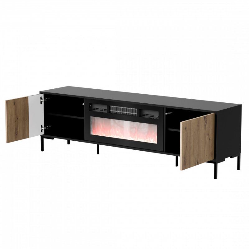 Cama RTV Cabinet MERCI 180 x 40 x 53.5 cm black/oak artisan fireplace