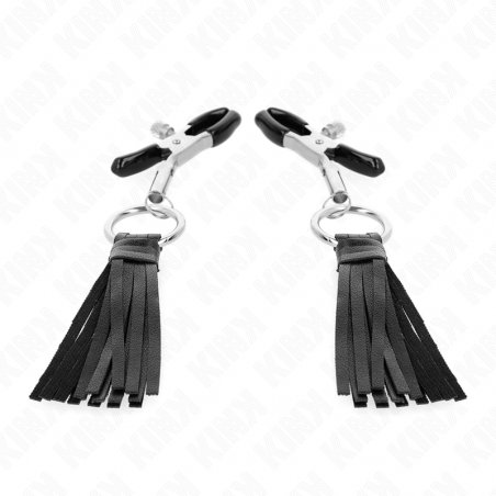 KINK - LEATHERETTE TASSEL NIPPLE CLAMPS 6 CM