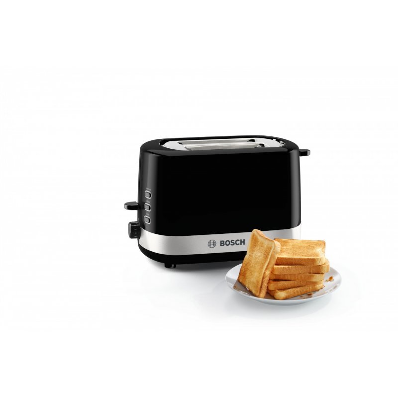 Bosch TAT6A513 toaster 2 slice(s) 800 W Black Stainless steel