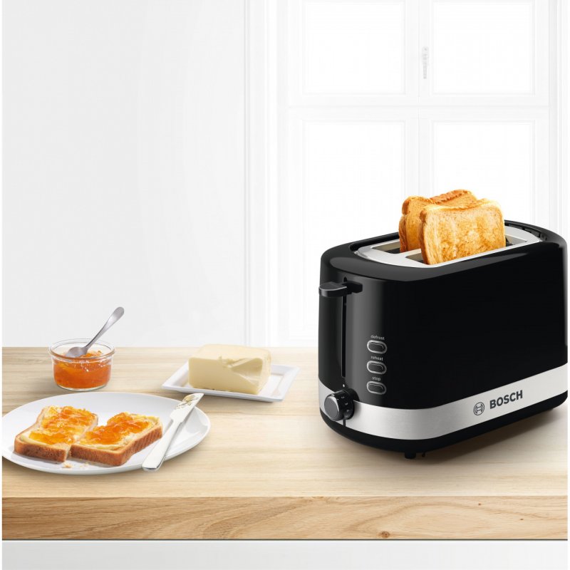 Bosch TAT6A513 toaster 2 slice(s) 800 W Black Stainless steel