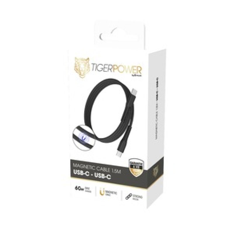 TIGER POWER CABLE AIMANTE USB-C USB-C 1,5M NOIR