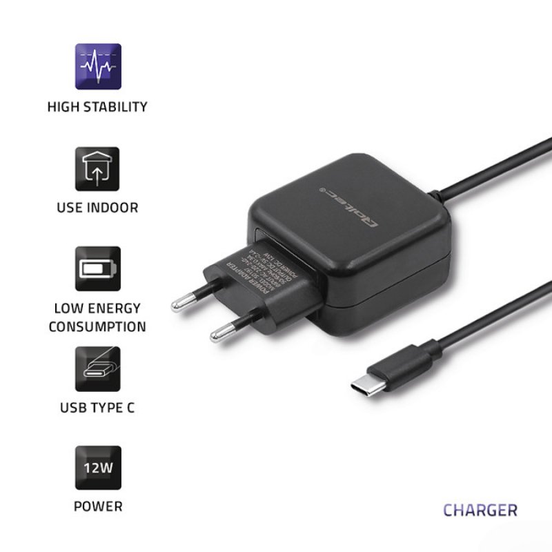 Qoltec 50197 Charger 12W | 5V | 2.4 | USB type C | Black